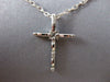 ESTATE .23CT DIAMOND & AAA SAPPHIRE 18KT WHITE GOLD 3D CROSS PENDANT