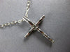 ESTATE .23CT DIAMOND & AAA SAPPHIRE 18KT WHITE GOLD 3D CROSS PENDANT