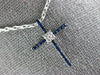 ESTATE .23CT DIAMOND & AAA SAPPHIRE 18KT WHITE GOLD 3D CROSS PENDANT