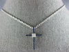 ESTATE .23CT DIAMOND & AAA SAPPHIRE 18KT WHITE GOLD 3D CROSS PENDANT