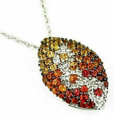 1.65CT DIAMOND & ORANGE & YELLOW SAPPHIRE 14KT WHITE GOLD MARQUISE SHAPE PENDANT