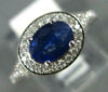 WIDE 1.43CT DIAMOND & AAA SAPPHIRE 14KT WHITE GOLD 3D OVAL HALO ENGAGEMENT RING
