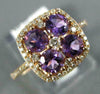WIDE 1.17CT DIAMOND & AAA AMETHYST 14KT ROSE GOLD CLUSTER SQUARE FLOWER FUN RING
