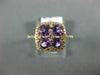 WIDE 1.17CT DIAMOND & AAA AMETHYST 14KT ROSE GOLD CLUSTER SQUARE FLOWER FUN RING