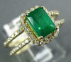 WIDE 1.30CT DIAMOND & AAA EMERALD 14KT YELLOW GOLD OCTAGON HALO ENGAGEMENT RING