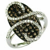 1.15CT WHITE & CHOCOLATE FANCY DIAMOND 14K WHITE GOLD 3D INFINITY OVAL PAVE RING