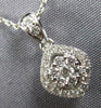 ESTATE .28CT DIAMOND 18KT WHITE GOLD 3D CLUSTER FLOWER SQUARE HALO FUN PENDANT