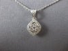 ESTATE .28CT DIAMOND 18KT WHITE GOLD 3D CLUSTER FLOWER SQUARE HALO FUN PENDANT