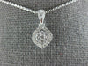 ESTATE .28CT DIAMOND 18KT WHITE GOLD 3D CLUSTER FLOWER SQUARE HALO FUN PENDANT