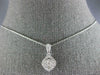 ESTATE .28CT DIAMOND 18KT WHITE GOLD 3D CLUSTER FLOWER SQUARE HALO FUN PENDANT