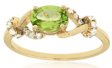 .97CT DIAMOND & AAA PERIDOT 14KT YELLOW GOLD 3D OVAL AND ROUND INFINITY FUN RING