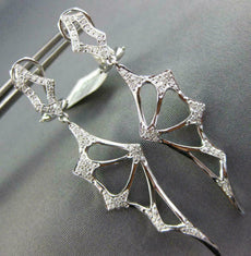 LARGE .47CT DIAMOND 14KT WHITE GOLD HANDCRAFTED SPIDER WEB FUN HANGING EARRINGS