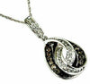 .36CT WHITE & MOCHA DIAMOND 14KT WHITE GOLD 3D PEAR SHAPE LOVE KNOT PENDANT