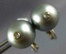 LARGE DIAMOND & AAA GREY TAHITIAN PEARL 18KT WHITE GOLD CLIP ON EARRINGS #2953