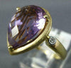 LARGE 5.43CT DIAMOND & AMETHYST 14KT YELLOW GOLD PEAR SHAPE MATTE & SHINY RING