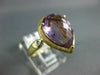 LARGE 5.43CT DIAMOND & AMETHYST 14KT YELLOW GOLD PEAR SHAPE MATTE & SHINY RING
