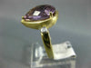 LARGE 5.43CT DIAMOND & AMETHYST 14KT YELLOW GOLD PEAR SHAPE MATTE & SHINY RING