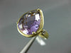 LARGE 5.43CT DIAMOND & AMETHYST 14KT YELLOW GOLD PEAR SHAPE MATTE & SHINY RING