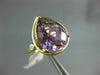 LARGE 5.43CT DIAMOND & AMETHYST 14KT YELLOW GOLD PEAR SHAPE MATTE & SHINY RING
