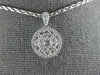 ESTATE .50CT DIAMOND 18KT WHITE GOLD 3D CLUSTER FLOWER HALO CLASSIC FUN PENDANT