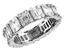 WIDE 2.95CT DIAMOND 18KT WHITE GOLD ROUND & BAGUETTE INVISIBLE ANNIVERSARY RING