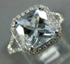 LARGE 2.10CT DIAMOND & AAA AQUAMARINE 14KT WHITE GOLD 3D CUSHION ENGAGEMENT RING