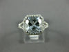 LARGE 2.10CT DIAMOND & AAA AQUAMARINE 14KT WHITE GOLD 3D CUSHION ENGAGEMENT RING