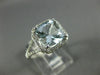 LARGE 2.10CT DIAMOND & AAA AQUAMARINE 14KT WHITE GOLD 3D CUSHION ENGAGEMENT RING