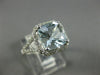 LARGE 2.10CT DIAMOND & AAA AQUAMARINE 14KT WHITE GOLD 3D CUSHION ENGAGEMENT RING