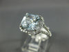 LARGE 2.10CT DIAMOND & AAA AQUAMARINE 14KT WHITE GOLD 3D CUSHION ENGAGEMENT RING