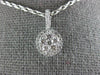 ESTATE .44CT DIAMOND 18KT WHITE GOLD 3D CLASSIC CLUSTER FLOWER HALO PENDANT