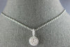ESTATE .44CT DIAMOND 18KT WHITE GOLD 3D CLASSIC CLUSTER FLOWER HALO PENDANT