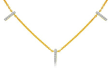 ESTATE .16CT DIAMOND 14KT YELLOW GOLD 3D CLASSIC BAR BY THE YARD NECKLACE