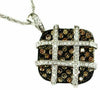 1.40CT WHITE & CHOCOLATE FANCY DIAMOND 14K WHITE GOLD SQUARE CHECKER FUN PENDANT