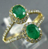 LARGE 1.10CT DIAMOND & AAA EMERALD 14K YELLOW GOLD OVAL & ROUND DOUBLE HALO RING
