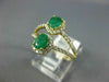 LARGE 1.10CT DIAMOND & AAA EMERALD 14K YELLOW GOLD OVAL & ROUND DOUBLE HALO RING