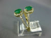LARGE 1.10CT DIAMOND & AAA EMERALD 14K YELLOW GOLD OVAL & ROUND DOUBLE HALO RING
