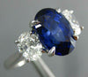 GIA LARGE 5.26CT DIAMOND & AAA SAPPHIRE 18KT WHITE GOLD 3D OVAL ENGAGEMENT RING