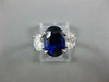GIA LARGE 5.26CT DIAMOND & AAA SAPPHIRE 18KT WHITE GOLD 3D OVAL ENGAGEMENT RING