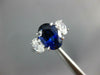 GIA LARGE 5.26CT DIAMOND & AAA SAPPHIRE 18KT WHITE GOLD 3D OVAL ENGAGEMENT RING