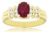 ESTATE 1.08CT DIAMOND & AAA RUBY 14KT YELLOW GOLD OVAL & ROUND ENGAGEMENT RING