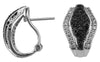 .90CT WHITE & BLACK DIAMOND 14KT WHITE GOLD 3D MULTI ROW PAVE CLIP ON EARRINGS