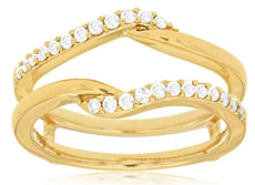 ESTATE .25CT DIAMOND 14KT YELLOW GOLD 3D V SHAPE INSERT WEDDING ANNIVERSARY RING