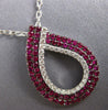 LARGE 1.73CT DIAMOND & AAA RUBY 18KT WHITE GOLD 3D MULTI ROW TEAR DROP PENDANT