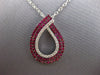 LARGE 1.73CT DIAMOND & AAA RUBY 18KT WHITE GOLD 3D MULTI ROW TEAR DROP PENDANT