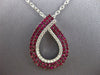 LARGE 1.73CT DIAMOND & AAA RUBY 18KT WHITE GOLD 3D MULTI ROW TEAR DROP PENDANT