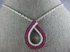 LARGE 1.73CT DIAMOND & AAA RUBY 18KT WHITE GOLD 3D MULTI ROW TEAR DROP PENDANT