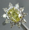 GIA WIDE 2.1CT WHITE & FANCY YELLOW DIAMOND PLATINUM OVAL FLOWER ENGAGEMENT RING