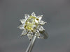 GIA WIDE 2.1CT WHITE & FANCY YELLOW DIAMOND PLATINUM OVAL FLOWER ENGAGEMENT RING