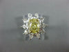 GIA WIDE 2.1CT WHITE & FANCY YELLOW DIAMOND PLATINUM OVAL FLOWER ENGAGEMENT RING